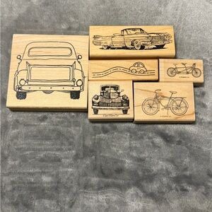Vintage Vehicle & Bicycle Stamps Set
